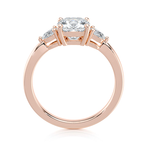 Bague de fiançailles à trois pierres en diamant de laboratoire taille coussin certifié IGI, or jaune 10K, avec pierres latérales marquise, bijou de mariage et de fête, cadeau - Product Image 6