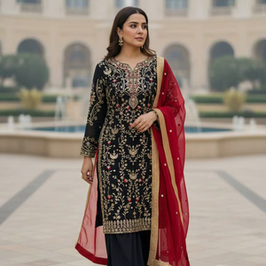 Red & Black Dress Pakistani - Embroidered Wedding Wear