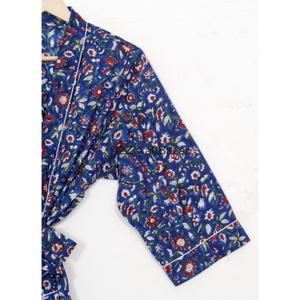 Kimono Informal Romántico 100% Algodón, Largo, con Cierre de Cordón, para Dormir, para la Playa, con Diseño Floral Indio, para Verano - Product Image 3