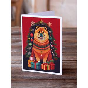 Lunatique A7 taille 5x7 Chow Chow vacances cartes de voeux de Noël paquet de 8 cartes vierges avec enveloppes - Product Image 2