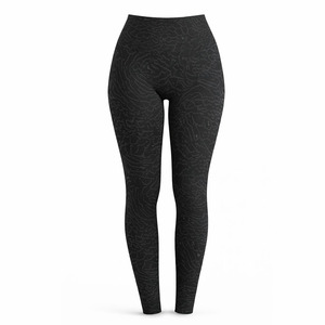 Leggings de yoga noirs imprimés à taille élastique, grande élasticité, compression, grande taille, respirants, séchage rapide, légers, vente en gros - Product Image 1