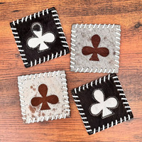 Ensemble de caboteur en cuir de vachette fabriqué à la main de haute qualité pour la décoration intérieure cheveux en cuir véritable occidental sur les sous-verres en peau nouveaux cadeaux pour la maison