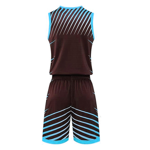 Conjunto de Camiseta de Baloncesto a Rayas Marrón y Azul para Hombre, Cuello en V, Sin Mangas, Secado Rápido, Uniforme Deportivo para Todas las Temporadas, Corte Regular - Product Image 2