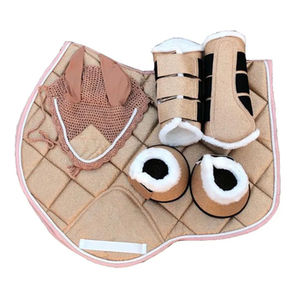 Ensemble de tapis de selle classique pour saut d'obstacles, couleur personnalisée, en tissu de coton à paillettes avec doublure et rembourrage en polyester, assorti aux bottes d'équitation et protège-oreilles - Product Image 6