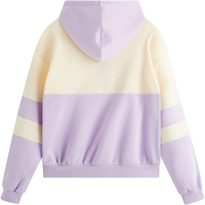 Sweat-shirt à capuche color block pour femme, manches longues, décontracté, tricoté, violet crème, pour l'automne - Product Image 2