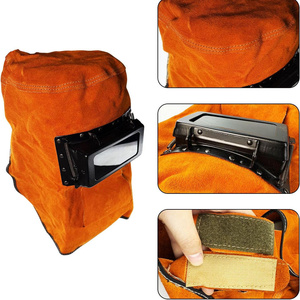 Careta de Soldadura de Cuero Vacuno con Lente Abatible, Certificación CE, Resistente al Fuego hasta 1000°C, Marca JNM SAFETY - Product Image 3