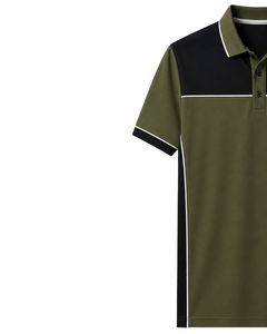 Camiseta Polo Personalizada Verde Oliva y Negra para Hombre, Manga Corta, Informal, Deportiva, de Golf, Transpirable, Veraniega, Premium, de Poliéster - Product Image 3