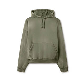 Wholesale Men's Casual Solid Color 100% Cotton Fleece Breathable Knitted Hoodie with Custom Logo Design - Product Image 1