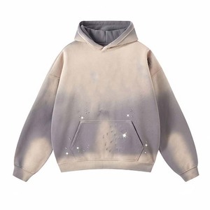 Sudadera con Capucha Oversize con Efecto Degradado y Pedrería, Unisex, Corte Regular, Algodón French Terry, Estilo Otoñal - Product Image 1