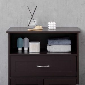 Mobile Bagno Moderno con 2 Ante e Ripiano Salvaspazio in Legno MDF per Casa, Scuola o Hotel in Nero Come Design - Product Image 6