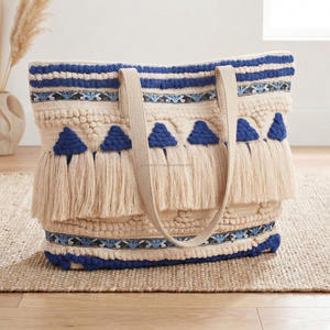 Bolso de Mano Étnico Indio Color Verde Boho, Bolso de Moda de Lujo con Flecos para Mujer, Bolso de Noche con Textura Tejida, Bolso Tote Boho - Product Image 3