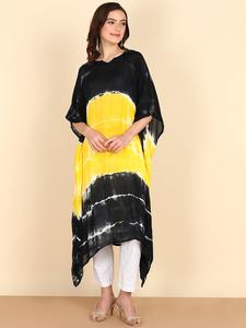 High Quality Designer Rayon <b>Kaftan</b> Tie Dyed <b>Summer</b> Daily Wear Regular Fit Washable Three Quarter Sleeve Best Price - Product Image 3