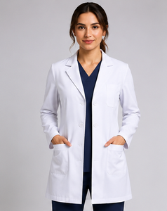 Blouse de laboratoire blanche professionnelle pour femmes, uniforme médical à manches longues, respirant, en coton et polyester, tenue de travail pour médecins, coupe ajustée, hôpital - Product Image 5