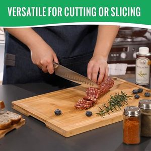 Planche à découper extra large Hiware 100% bambou biologique, robuste, avec rainure pour les jus, pour la cuisine - Product Image 2
