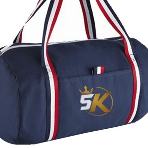 5 Sports Gym Duffel <b>Bag</b> <b>Navy</b> Blue with Red White Stripes Zipper Closure Unisex Casual Fitness <b>Bag</b> 30-40L Capacity - Product Image 2