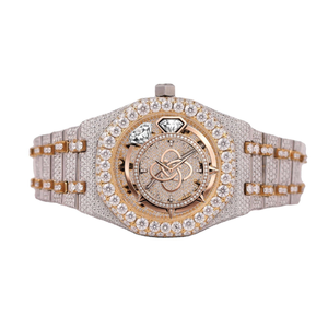 Montre de luxe pour homme en moissanite sertie de diamants, bracelet entièrement pavé de diamants - Product Image 1