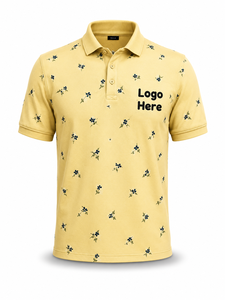 Camiseta de Manga Corta para Hombre, Color Amarillo Sólido, Algodón/Poliéster, Tejido de Punto, Casual, Transpirable, con Logotipo Bordado Personalizado en la Parte Delantera - Product Image 2