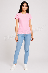 T-shirts décontractés d'été respirants à manches courtes et col rond pour femmes, avec logo personnalisé et impression numérique, 100 % coton jersey 120g, vente en gros - Product Image 6