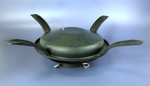 Vintage Large Pressed Metal Christmas <b>Tree</b> Stand with Green Finish - 8" tall x 26" across - Product Image 2