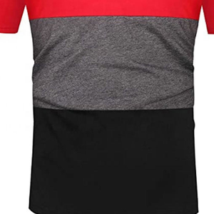 Polo à manches courtes pour homme, couleurs contrastées rouge, gris et noir, logo brodé, style décontracté, tissu Oxford respirant, coupe classique - Product Image 2