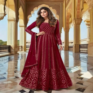 Tenue de créateur à forte demande chaîne brodée en fausse georgette lourde 9mm travail de séquence Salwar Kameez & Dupatta dernière collection - Product Image 1