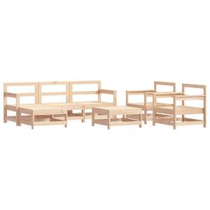 Ensemble de salon de jardin en bois de pin massif brun chaud, design modulaire moyen - Product Image 2