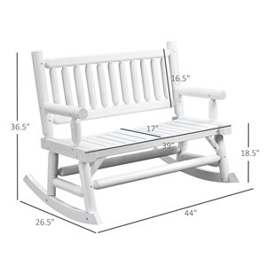 Silla mecedora de madera resistente para 2 personas con diseño de tronco y asientos curvos anchos - Blanca - Product Image 3