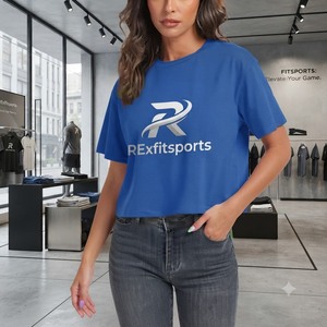 REXFITSPORTS 2026 เสื้อยืดครอปท็อปโอเวอร์ไซส์สำหรับผู้หญิง แขนสั้น ผ้าฝ้าย คอกลม รับผลิตเสื้อผ้าสตรีทแวร์แบบ Private Label - Product Image 2