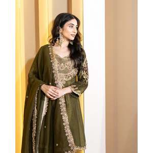 Designer Women's <b>Top</b>-Bottom and Dupatta Set with Elegant Embroidery Sequence Work - Product Image 1