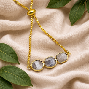 Pulsera de Diamante Herkimer en Bruto, Chapada en Oro, Ajustable, Joyería Minimalista, Regalo para Ella - Product Image 1