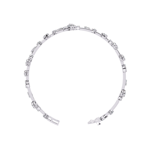 Romántica Pulsera de Diamantes en Oro Blanco, Corte Brillante Redondo, Color D Natural, Certificado GIA, Joyería para Mujer, para Boda - Product Image 5
