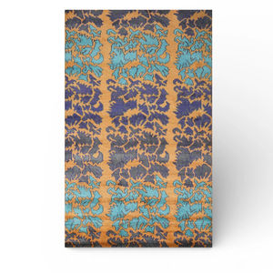 Tapis en laine noué à la main, motif abstrait, écologique, bleu turquoise, moutarde, tapis de salon - Product Image 1