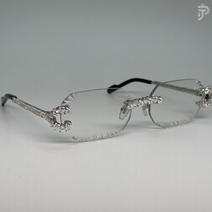 Gafas de sol unisex con diseño hip hop, montura de lujo con diamantes de moissanita VVS talla corazón y diamantes incrustados. - Product Image 2