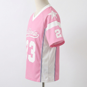 <b>Mens</b> Light <b>Blue</b> Sporty VNeck Short Sleeve Jersey With Number 23 Heat Transfer Printing Regular Fit Quick Dry Woven Polyester - Product Image 4