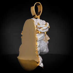 Pendentif Chrétien Religieux pour Hommes et Femmes, Design Tête de Jésus Dorée Scintillante, Moissanite Taille Brillante, Argent 925, Bijoux Hip Hop pour Fêtes - Product Image 2