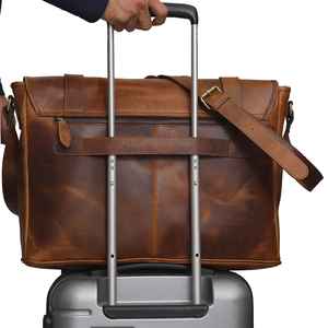 Sac d'affaires professionnel en cuir véritable de 15 pouces pour ordinateur portable, mallette de travail, sac messager de voyage, vente en gros, usine OEM, FBA - Product Image 5