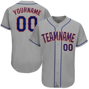 Vente en gros de maillots de baseball authentiques gris royal-orange personnalisés OMMIZ INDUSTRY, best-sellers - Product Image 1