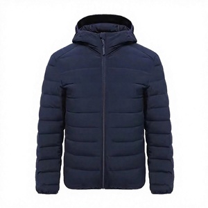 Men's <b>Winter</b> Hooded Puffer Jacket Solid Color Zipper Closure Windproof Casual <b>Thick</b> Polyester Wadding <b>Coat</b> - Product Image 3