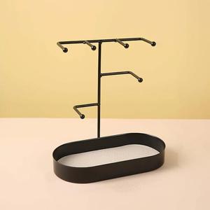 Modern Multi Arm Jewelry Display Stand With Tiered Hooks Necklace <b>Bracelet</b> Holder Oval Tray Organized Elegant Vanity Storage - Product Image 2