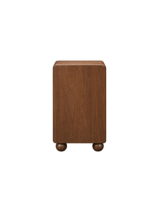 Mesa de Noche Moderna de Mediados de Siglo, de Madera Marrón con Material de Madera Sólida de Teca, 1 Cajón, Estante Abierto, Mesa Auxiliar con Patas de Bola - Product Image 6