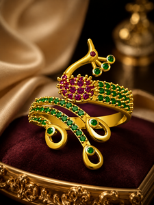 18K Gold Plated 925 Silver Animal Peacock Design <b>Cubic</b> <b>Zirconia</b> Round Brilliant Cut Prong Set <b>Ring</b> for Women <b>Wedding</b> Gift - Product Image 3