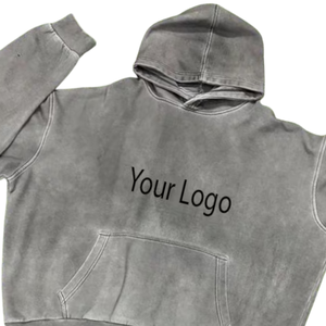 Sudadera con Capucha Gris Lavado con Logotipo Personalizado, Sudadera con Capucha Estilo Vintage con Bolsillo Canguro, Sudadera con Capucha Unisex de Algodón Grueso - Product Image 4