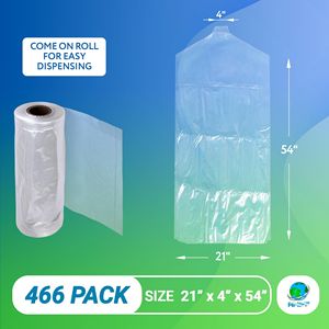 Bolsa de ropa de plástico transparente 466, rollo para colgar ropa, agujeros para colgar 21x4x54 pulgadas, almacenamiento en armario, solución de almacenamiento conveniente - Product Image 2