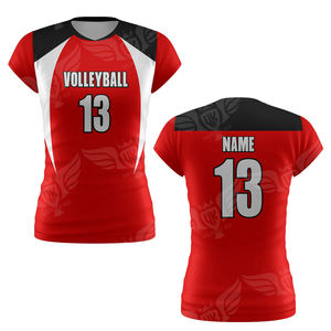 เสื้อวอลเลย์บอลหญิงแบบสั่งทำพิเศษ แขนสั้น พิมพ์ลายแบบซับลิเมชั่น ชุดทีม ระบายอากาศได้ดี แห้งเร็ว เสื้อกีฬา - Product Image 3