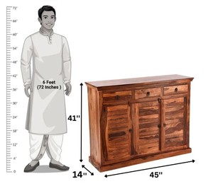 Grand meuble à chaussures en bois massif |   Organisateur d'entrée à 3 portes avec persiennes et tiroirs |   Meubles en bois en gros - Product Image 6