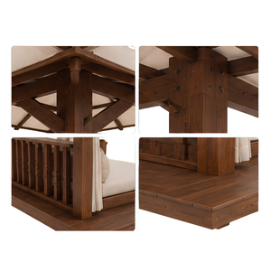 Gazebo Moderno de Madera Sólida para Jardín con Toldo y Cortinas para Patio de Villa de Lujo o Resort - Product Image 4