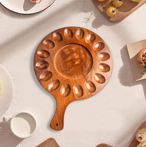 Plato de madera para huevos rellenos con 12 agujeros, soporte de madera para huevos rellenos para encimera, bandeja decorativa de cocina para huevos rellenos - Product Image 1