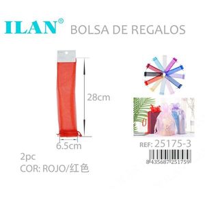 Sacchetto Regalo in Organza Ilan 6,5x28 Cm Rosso per Confezioni Regalo e Bomboniere - Product Image 3