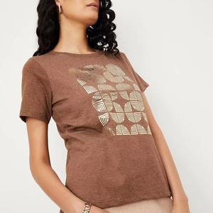 <b>Pink</b> Floral Heart Print 100% Cotton Crew Neck Jersey Soft Women <b>Plus</b> <b>Size</b> Regular Short Sleeve Tee Casual Summer <b>Top</b> - Product Image 1