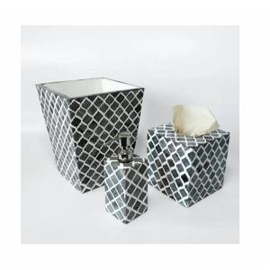 High Quality Moroccan Pattern Bone Inlay Bathroom Set of 6 Soap Dispenser Soap Dish <b>Match</b> Holder Brush Holder Tissue <b>Box</b> & Bin - Product Image 2
